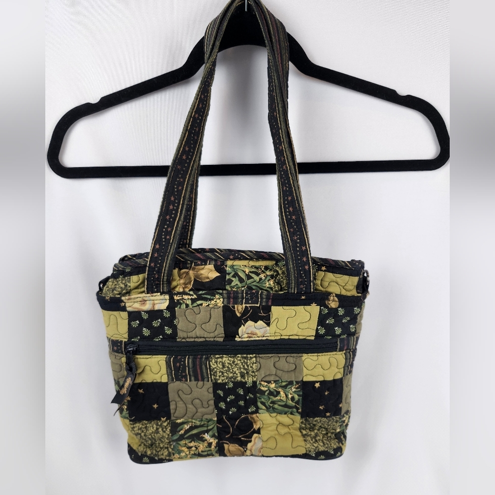 Donna Sharp Brown Green Patchwork Quilted Hand Ba… - image 2